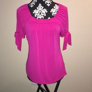 Worthington Pink Blouse with Bow Sleeves